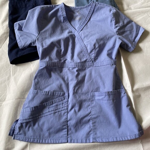 Scrub Tops Greys Anatomy Carharrt Sz XS Medical School Gray Luxe Lot of 5 Nurse - Picture 6 of 12